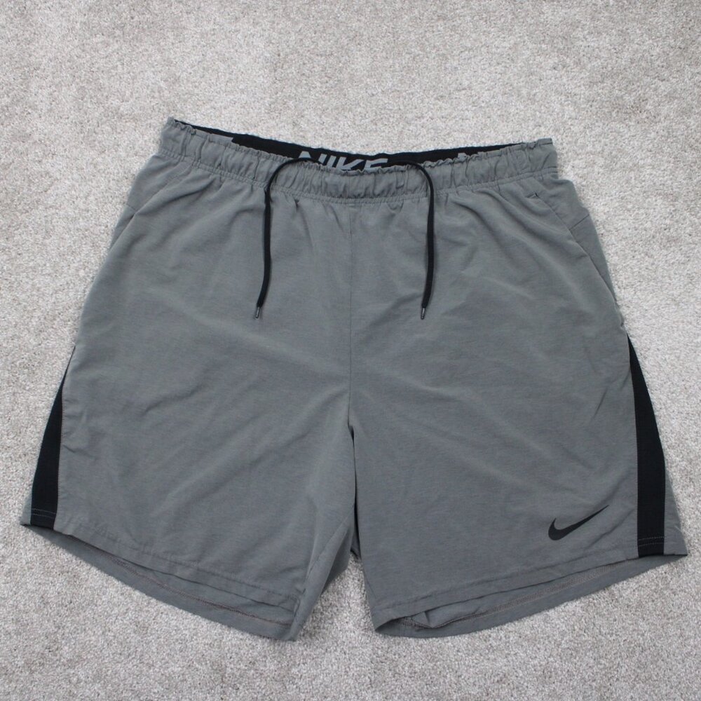 Nike Flex 2.0 Plus Training Shorts Men 2XL XXL Gray Dri-Fit Drawstring 8” inseam - Picture 1 of 12